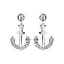 Boucles d'oreilles Argent 925 Ancre Marine avec Zirconium Sertis
