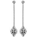 Boucles d'oreilles Argent 925 Longues Boule Diamanté Fleur