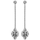 Boucles d'oreilles Argent 925 Longues Boule Diamanté Fleur