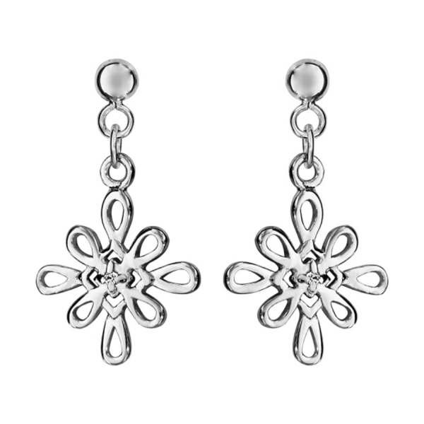 Boucles d'Oreilles Argent 925 Pendantes Arabesque avec Zirconium Sertis 