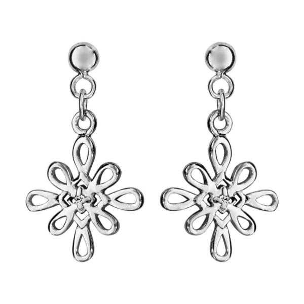 Boucles d'Oreilles Argent 925 Pendantes Arabesque avec Zirconium Sertis 