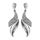 Boucles d'Oreilles Argent 925 Feuille avec Zirconium