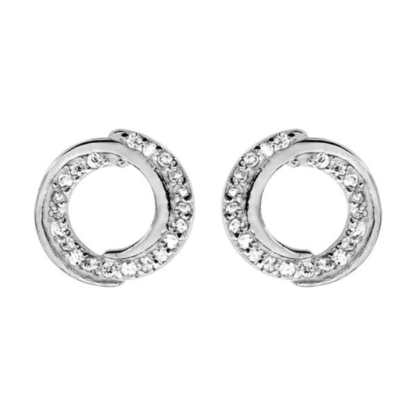 Boucles d'Oreilles Argent 925 Cercles et Zirconium Sertis