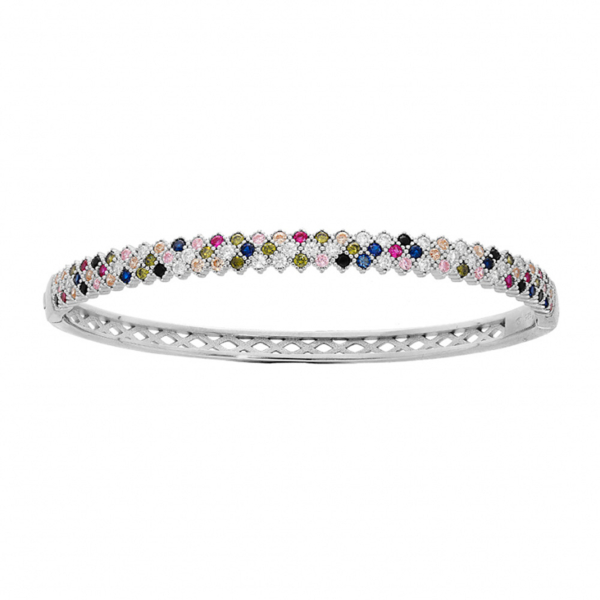 Bracelet Argent 925 Damier Zirconium Multicolores