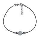 Bracelet Argent 925 Boule Givrée Cordon Noir