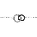 Bracelet Argent 925 et Zirconium Bicolore Double Cercles Entremêlés