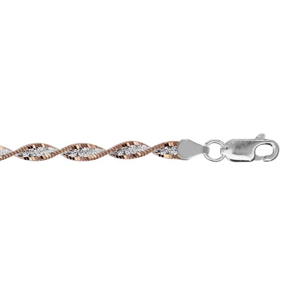 Bracelet Argent 925 Chaine Vrille Bicolore Dorure Rose