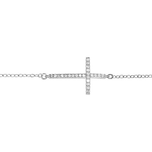 Bracelet Argent 925 et Zirconium Micro Sertis Grande Croix