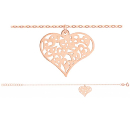 Bracelet Argent 925 et Dorure Rose Coeur Decoupe Arabasque