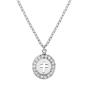 Collier Argent 925 Pendentif Ovale Croix Contour Zirconium