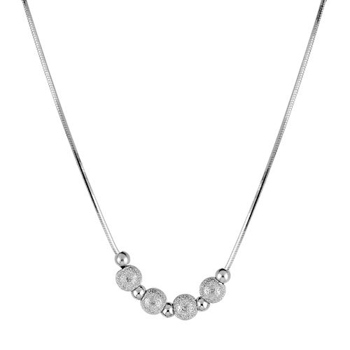 Collier Argent 925 Petites Boules Lisses et Givrées