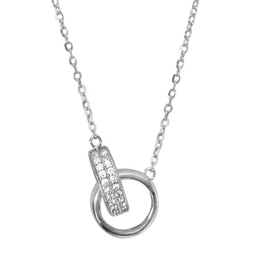 Collier Argent 925 et Zirconium Sertis Double Anneaux