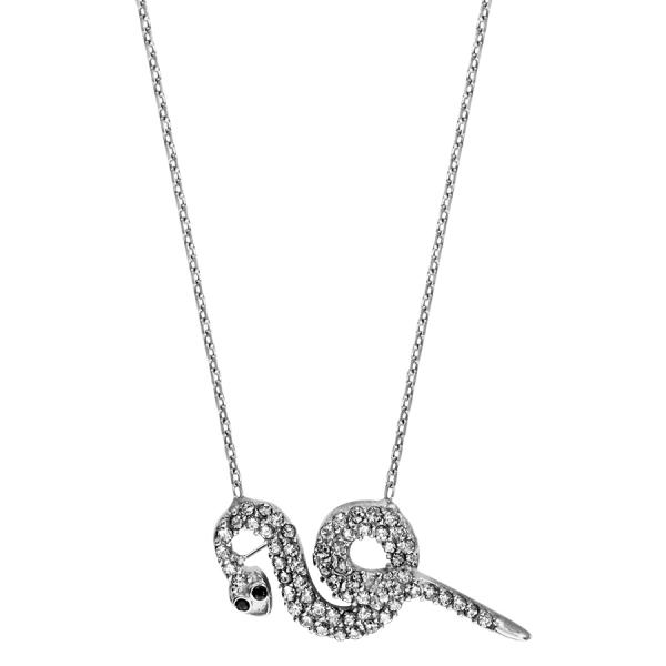 Collier Argent 925 Pendentif Serpent avec Zirconium Sertis