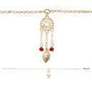 Chaîne de Cheville Argent 925 Dorure Jaune Attrape Reve Boule Rouge