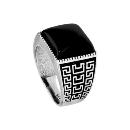 Bague Argent 925 Patiné Onyx Carré