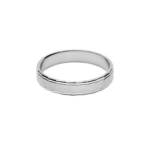 Bague Alliance Argent 925 Chanfrin Brillant 4 mm