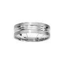 Bague Alliance Argent 925 Mate avec Filets Brillants 6 mm