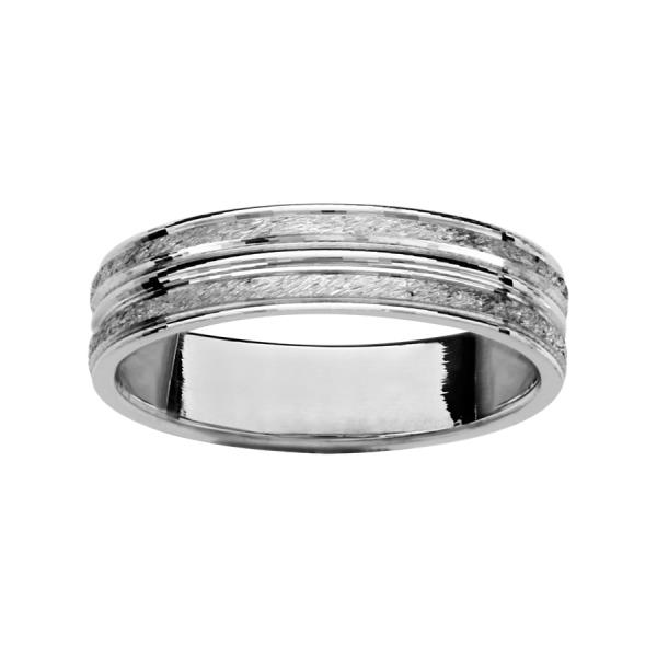 Bague Alliance Argent 925 Double Anneaux Mate et Brillante 5 mm