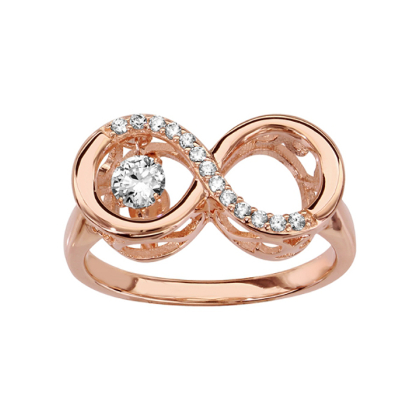 Bague Argent 925 Dorure Rose Infini "Dancing Stone" Zirconium Tournant