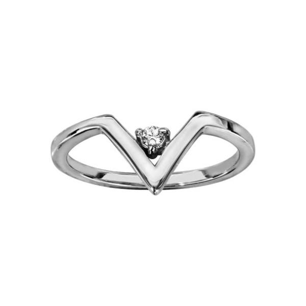 Bague Argent 925 Forme V avec Zirconium