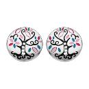 Boucles d'oreilles Acier 316 L Arbre de Vie Noir et Nacre 
