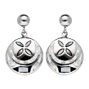 Boucles d'oreilles Acier 316 L Motif Fleur Noir et Blanc avec Nacre  
