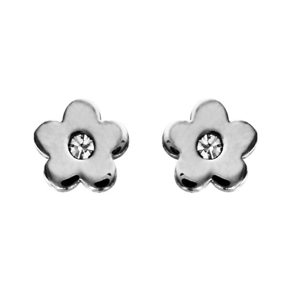 Boucles d'oreilles Acier 316 L Enfant Zirconium Fleur