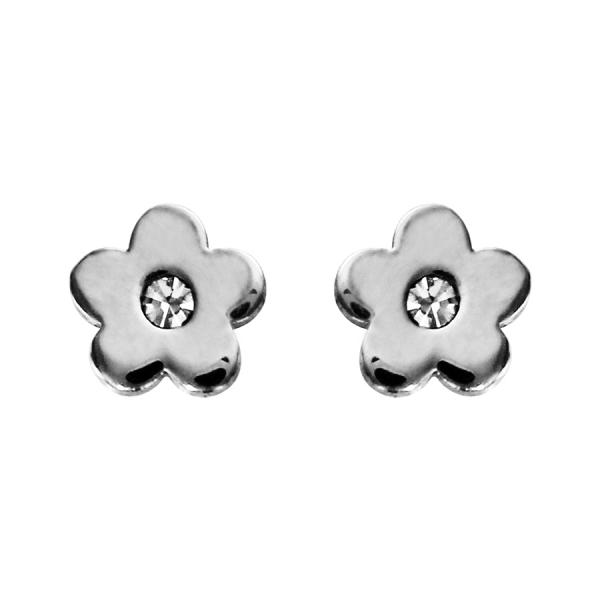 Boucles d'oreilles Acier 316 L Enfant Zirconium Fleur