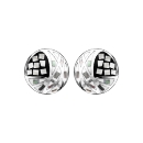 Boucles d'oreilles Acier 316 L Rondes Noir et Blanc avec Nacre