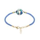 Bracelet Acier 316 L Doré Anneau Résine Bleu Cordon Bleu Ciel