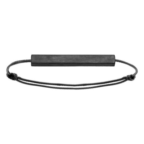 Bracelet Acier 316 L Satiné Tube Noir Rectangulaire 4 cm x 4 mm Option Gravure