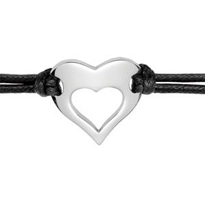 Bracelet Acier 316 L et Cordon Coton Coeur