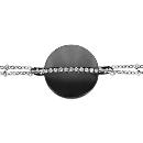 Bracelet Acier 316 L Double Chaines Rond Céramique Noire avec Cristal