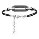 Bracelet Acier 316 L Cordon Motif Rectangulaire Céramique Noir