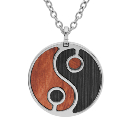 Collier Acier 316 L Pendentif Bois Yin Yang