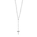 Collier Acier 316 L Chapelet avec Boules Nacre Blanc et Croix