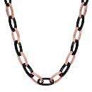 Collier Acier 316 L Rose Maille Ovale Céramique Noire