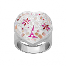 Bague Acier 316 L Stella Mia Forme Cœur Rose avec Nacre