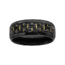 Bague Acier 316 L Noir avec Carbone et Reflet Doré