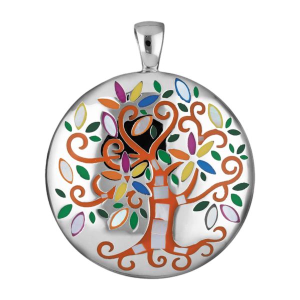 Pendentif Acier 316 L Arbre de Vie Multi Couleur et Nacre