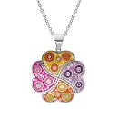 Collier Acier 316 L Pendentif Trèfle Résine Multicolore avec Nacre