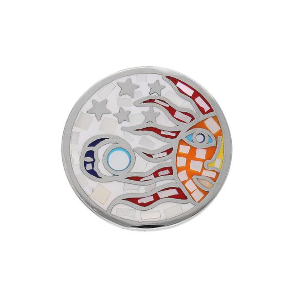 Pendentif Acier 316 L Ronde Soleil Multicolore avec Nacre 