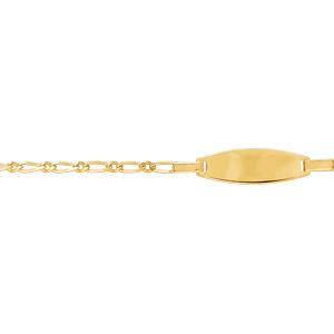 Gourmette Plaqué Or Bébé Maille Alternée 1+1 2 mm Plaque Ovale