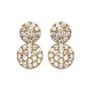 Boucles d'oreilles Plaqué Or et Zirconium Sertis Doubles Pastilles