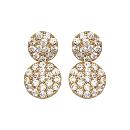 Boucles d'oreilles Plaqué Or et Zirconium Sertis Doubles Pastilles