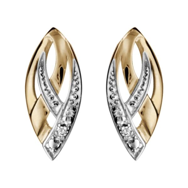 Boucles d'oreilles Plaqué Or et Zirconium Sertis Forme Ovale