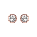 Boucles d'Oreilles Plaqué Or Rose 925 Zirconium Blanc Serti Clos