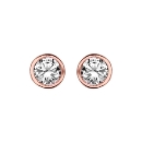 Boucles d'Oreilles Plaqué Or Rose 925 Zirconium Blanc Serti Clos