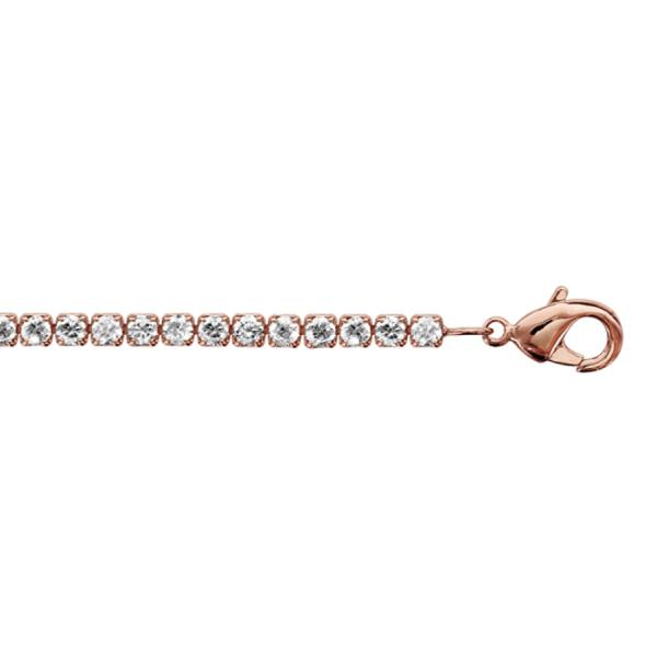 Bracelet Plaqué Or Rose Rivière Zirconium Blancs Sertis