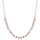 Collier Plaqué Or Pampilles Boules Violettes 42cm